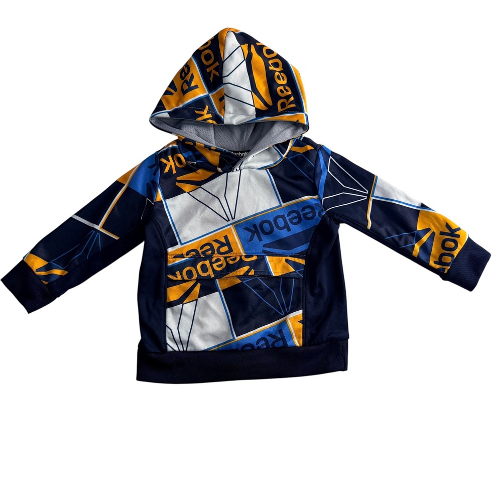 Reebok Toddler Hoodie Toddler 18M Navy Graphic Logo Pullover Sweatshirt Pocket